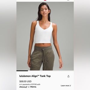 Lululemon align top in white size 16